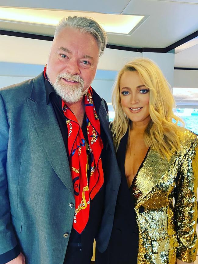 Kyle Sandilands and Jackie O celebrating Kyle's 50th birthday on Sydney Harbour. Picture: Instagram