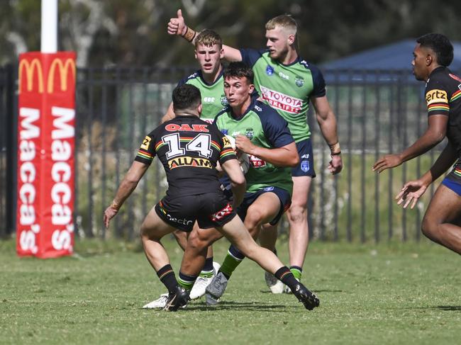 CANBERRA, AUSTRALIA, NewsWire Photos. MARCH 9, 2024: UNE SG Ball Cup - NSWRL Junior Reps Round Six Canberra Raiders vs Penrith Panthers at Raiders Belconnen in Canberra. Picture: NCA NewsWire / Martin Ollman