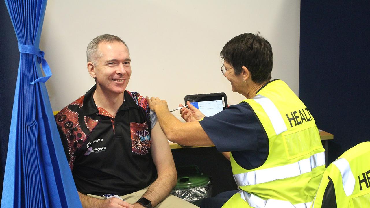 CQ Health Chief Executive Steve Williamson being vaccinated.