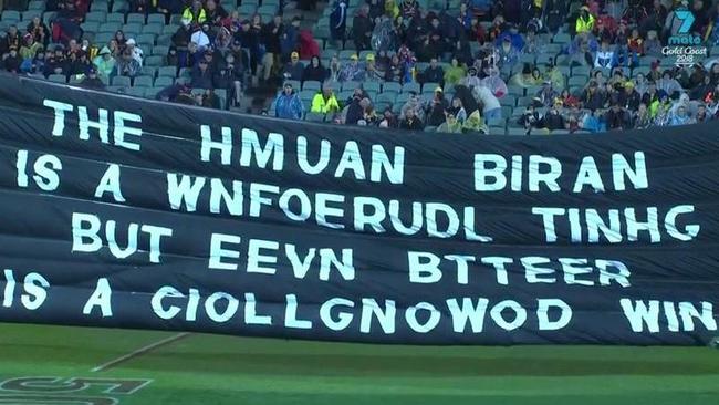 Collingwood’s banner against Adelaide.