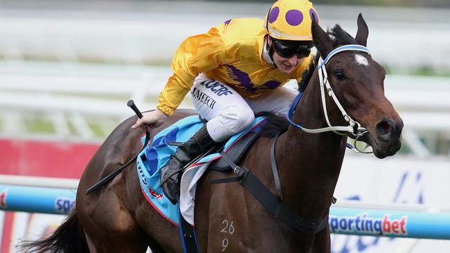 Caulfield Races, Bletchingly Stakes Day.....Race 4, Chris Flavelle Handicap. Winner no.3 Sino Eagle ridden by Linda Meech. Picture:Tim Carrafa