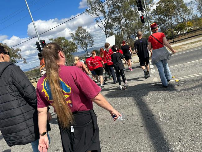 Concerned families have rallied to protest against bullying at Beaudesert State High School after two students suicided within 20 months of each other. Picture: Supplied