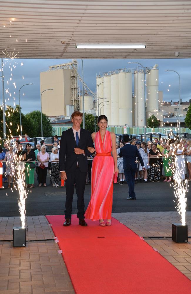 Toowoomba school formals. At the 2023 St Ursula's College formal is graduate Caitlin Jones with her partner. Picture: Rhylea Millar