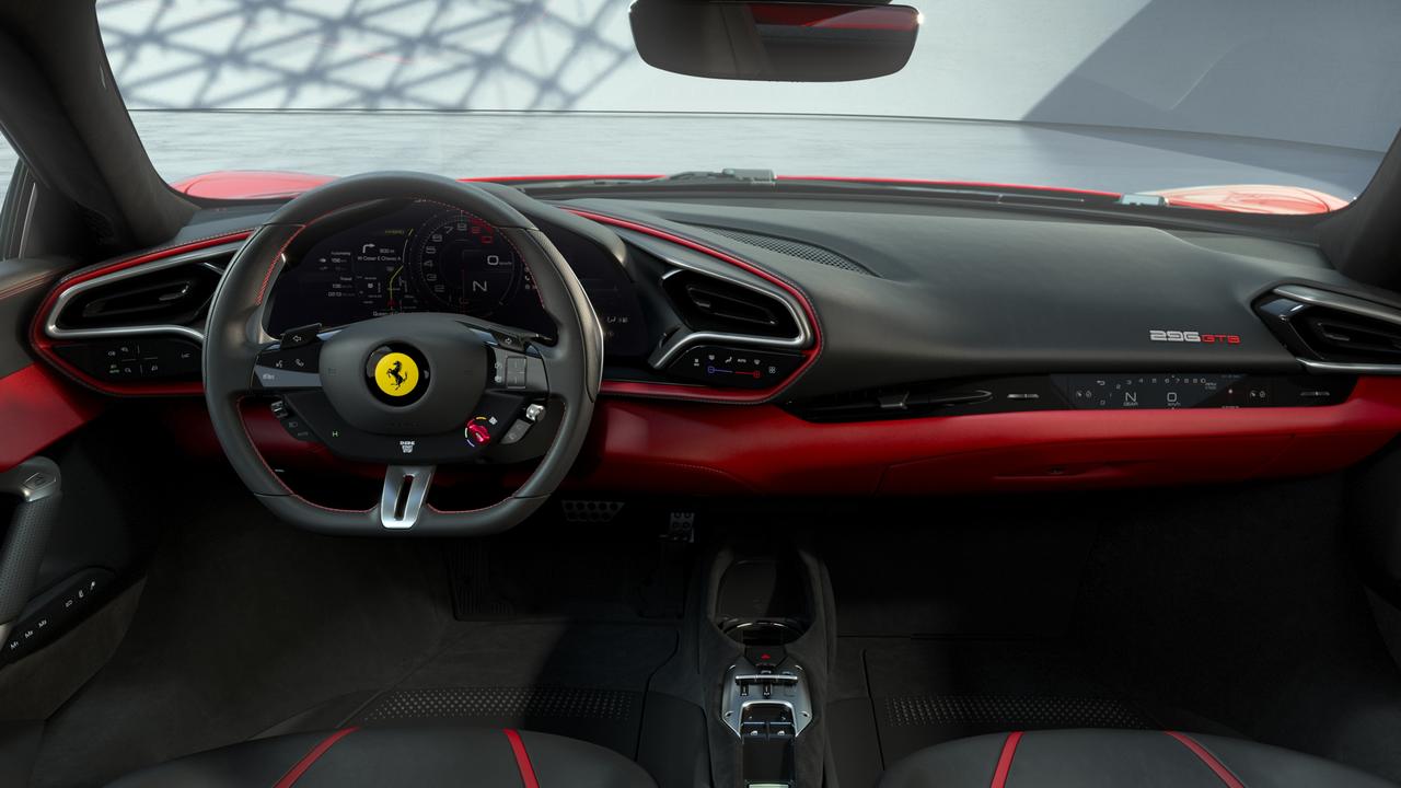 A digital dashboard, F1-inspired steering wheel and passenger readout feature in the cabin.