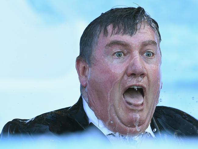 Eddie McGuire getting an ice bath. Picture: Quinn Rooney/Getty Images.