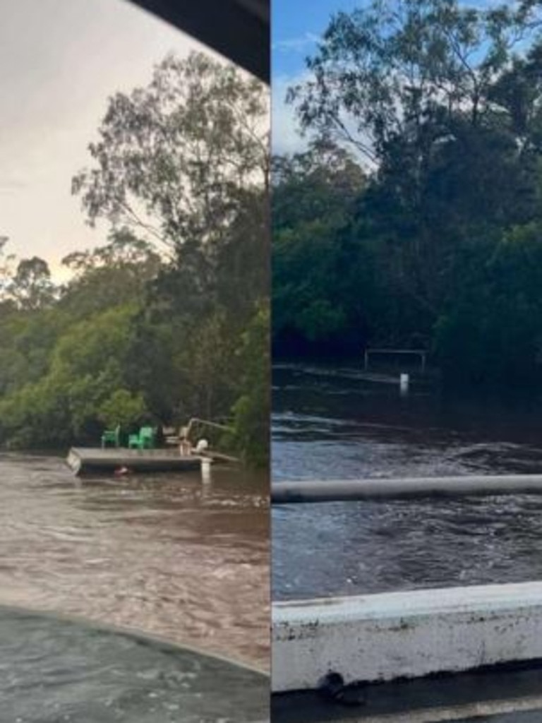 This pontoon on the Burrum River went under water in the space of two hours. Photo Credit: Adam Allsopp, Facebook