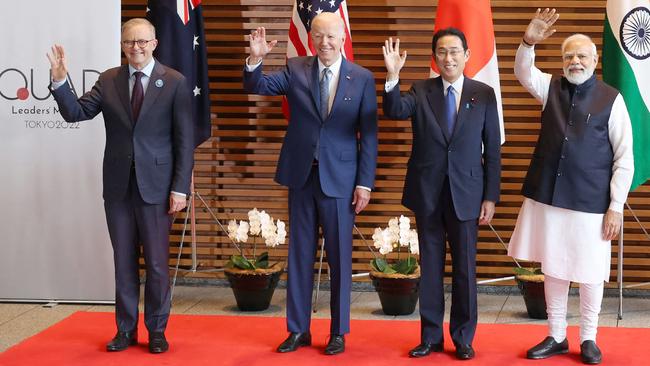 Prime Minister Anthony Albanese travelled to Tokyo for the Quad meeting with US President Joe Biden, Japanese Prime Minister Fumio Kishida, and Indian Prime Minister Narendra just days after the 2022 election. Picture: AFP