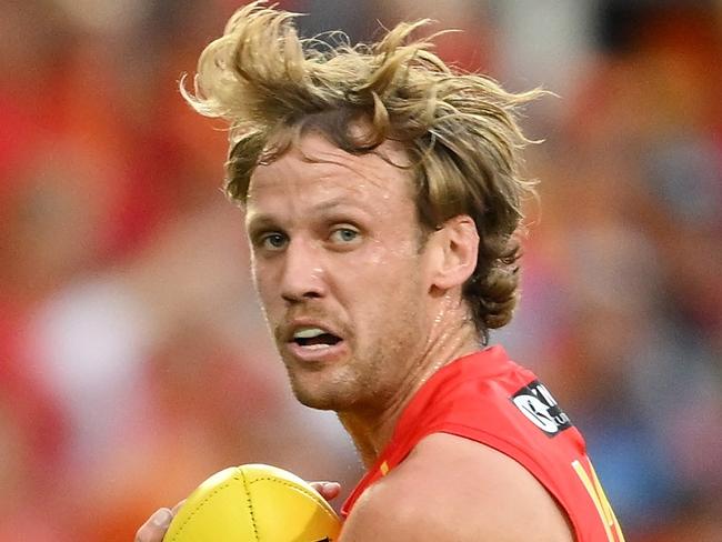 GOLD COAST, AUSTRALIA - JULY 27: Jack Lukosius of the Suns cftb during the round 20 AFL match between Gold Coast Suns and Brisbane Lions at People First Stadium, on July 27, 2024, in Gold Coast, Australia. (Photo by Matt Roberts/AFL Photos/via Getty Images)