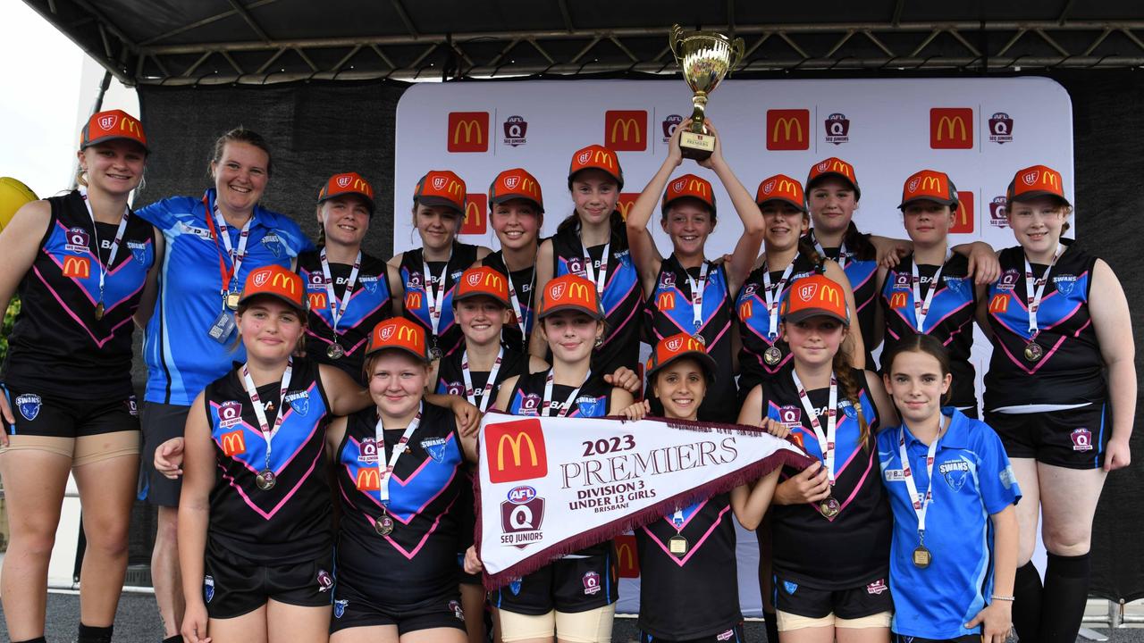 Pine Rivers won the grand final in the Under 13 Girls Div 3 competition for SEQJ. Picture: Supplied