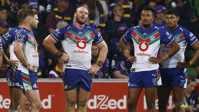 The Warriors had no answer to the Melbourne Storm. Picture: Daniel Pockett/Getty Images