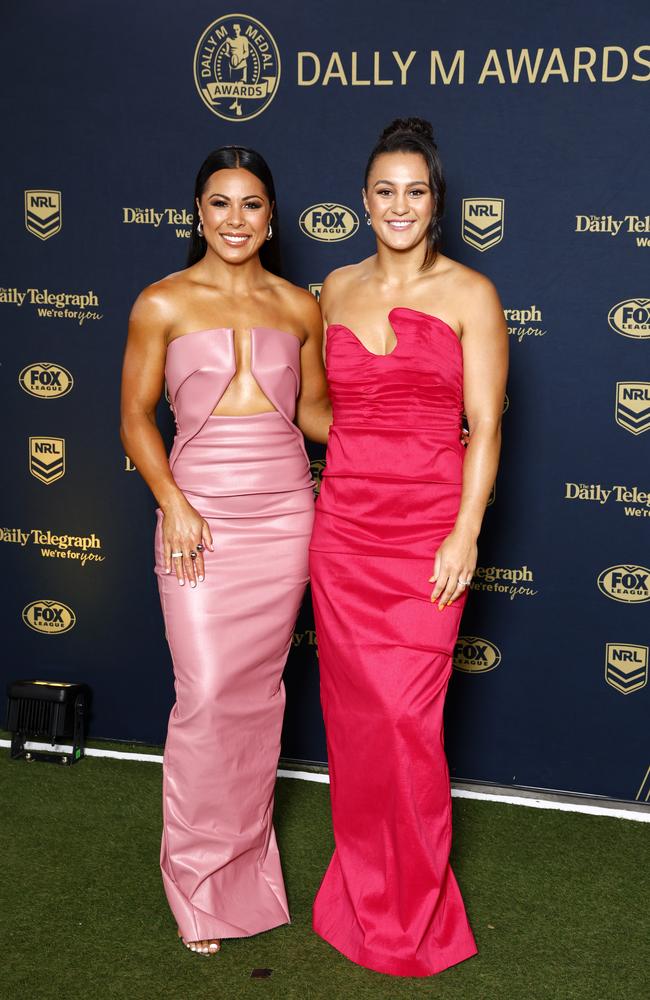 NRLW players Tiana Penitani and Corban Baxter on the red carpet for the 2024 Dally M Awards held at Royal Randwick Racecourse. Picture: Jonathan Ng