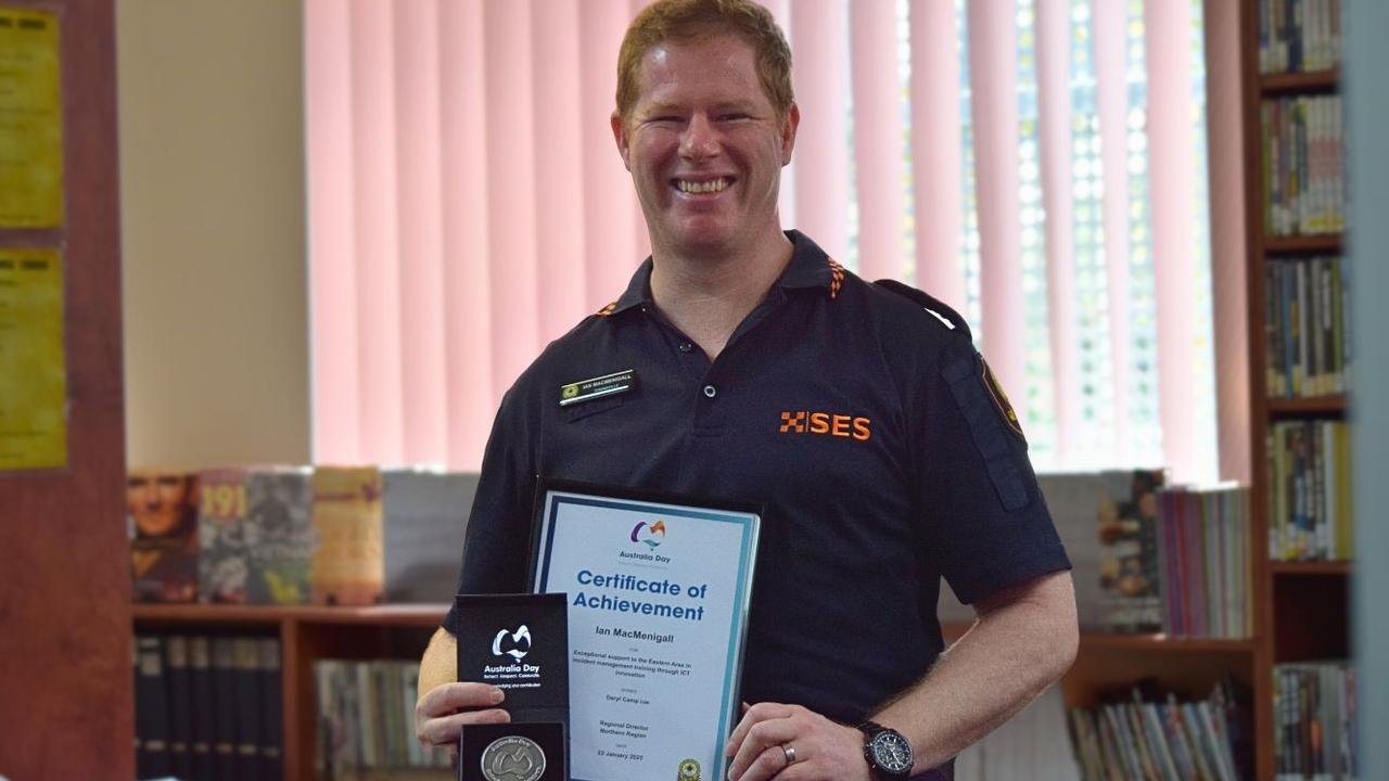 SES volunteer Ian MacMenigall was awarded a Certificate of Achievement at the Australia Day Awards in Townsville for his service to the community. Picture: Natasha Emeck