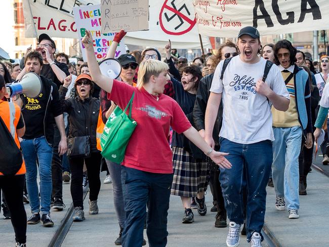 The Campaign Against Racism and Fascism held a counter rally on Saturday. Picture: Jake Nowakowski