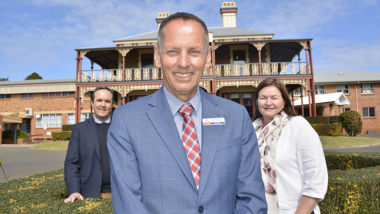 Celebrating the launch of Concordia Lutheran College's 15-year masterplan for a united school campus are (from left) college council chair Kyal Osborne, head of college Anton Prinsloo and college council member and parent Rett Cullinan.