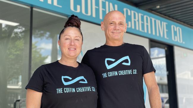 Wayne Thompson and Bridget Sacco say The Coffin Creative Co. is designed to personalise funerals to different people and cultures. Photo: Zoe Devenport