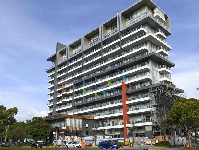 Air Apartments where construction of the new cladding has started  .Monday,July,22,2024.Picture Mark Brake