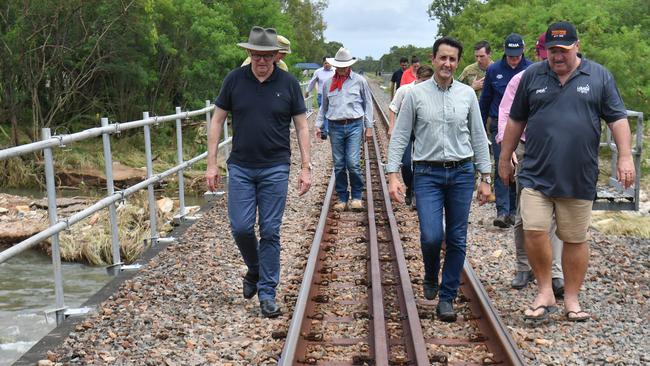 PM Anthony Albanese, Premier Premier David Crisafulli and Hinchinbrook Mayor Ramon Jayo. Picture: Evan Morgan