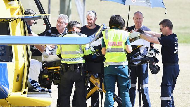 A rescue helicopter has been called to fly a woman to hospital after a car and truck crashed in West Woombye. Picture: Patrick Woods.