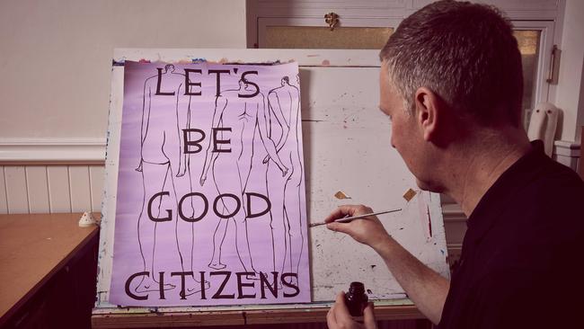 David Shrigley works on a new image. Picture: Mark Cocksedge