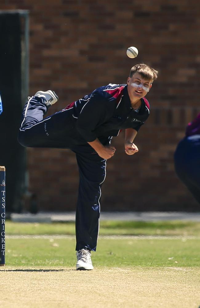 TSS Spinner Cameron Simffield as The Southport School v Brisbane State High School at The Southport School/Village Green. Picture: Glenn Campbell