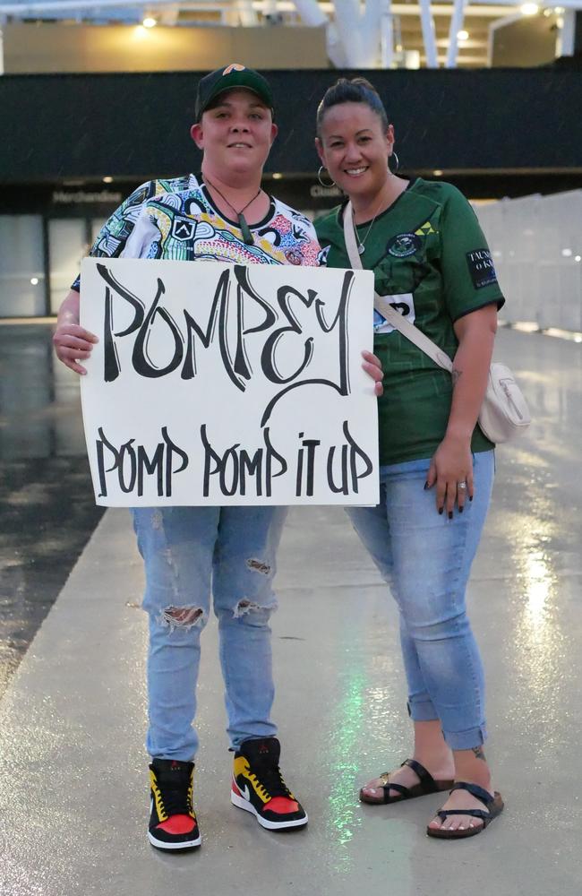 Stacey Alley and Marie Maxwell at the NRL All Stars matches in Townsville on Friday. Picture: Blair Jackson