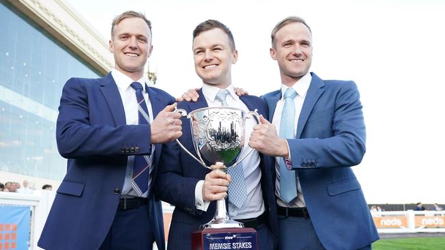 Lindsay Park trainer Will Hayes, Ben Hayes and JD Hayes. Picture: Racing Photos via Getty Images.