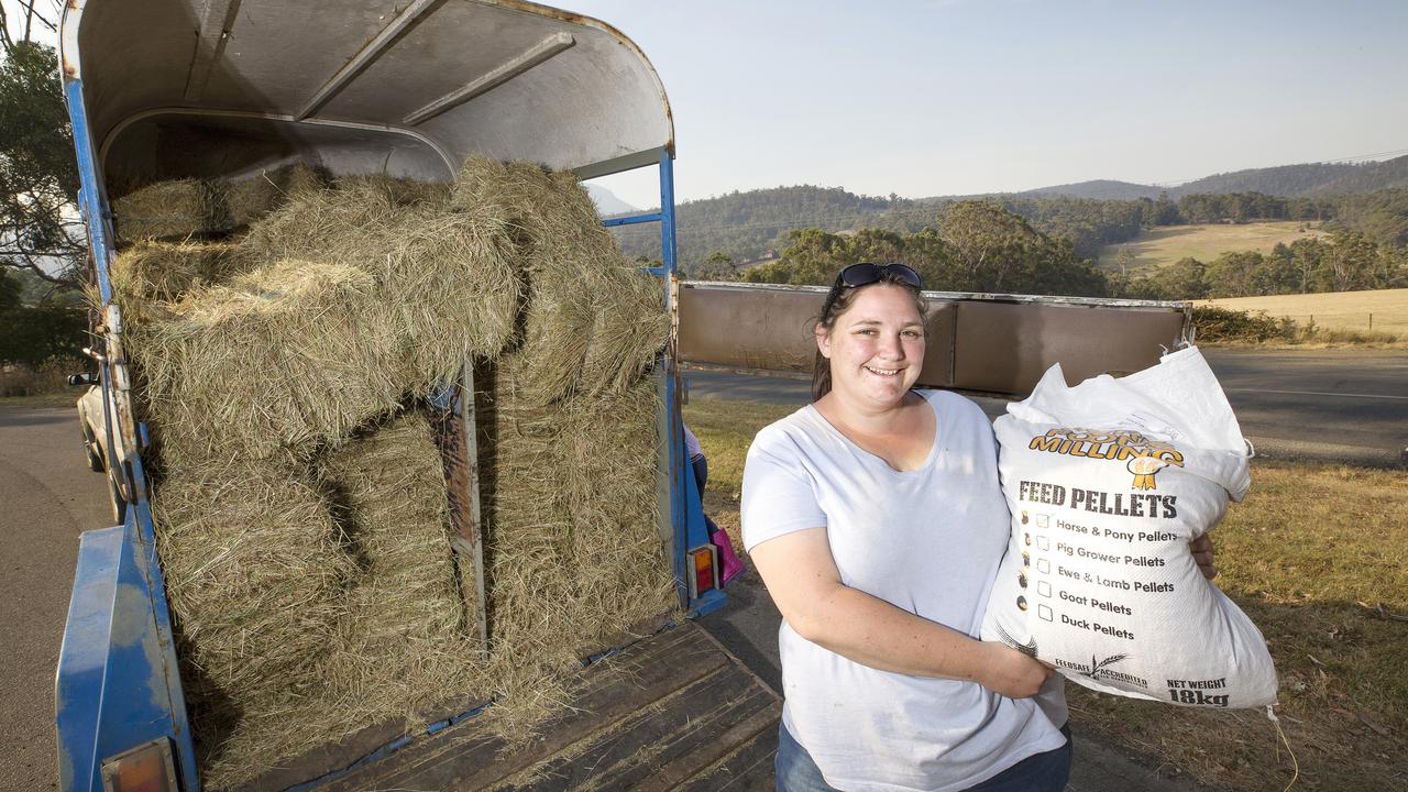 Lend a Paddock co-ordinator Sarah Pollock has been helping bushfire-affected animal owners with feed and, until today, was also involved in shifting animals to safety. Picture: CHRIS KIDD