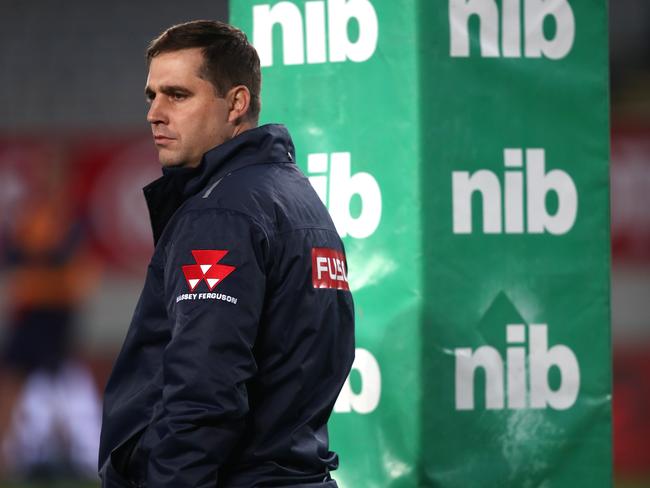 AUCKLAND, NEW ZEALAND - JUNE 02:  Rebels coach Dave Wessels  during the round 16 Super Rugby match between the Blues and the Rebels at Eden Park on June 2, 2018 in Auckland, New Zealand.  (Photo by Phil Walter/Getty Images)