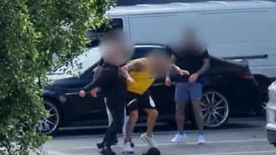 Screenshots from CCTV of the alleged fight between rival bikie gang members.