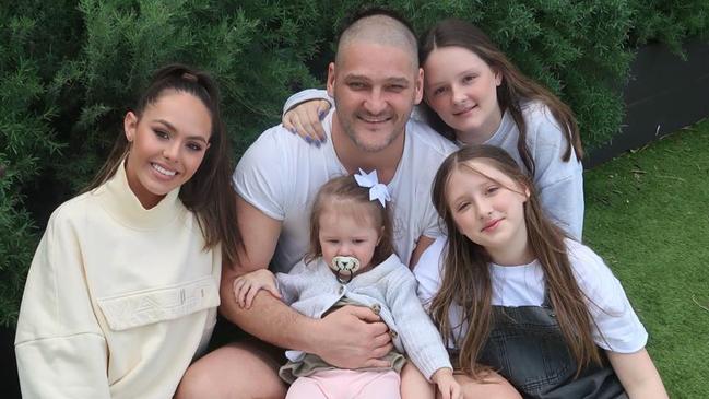 Brendan Fevola and his daughters, Mia, Leni, Lulu and Tobi ahead of Father's Day. Picture: Alex Fevola.