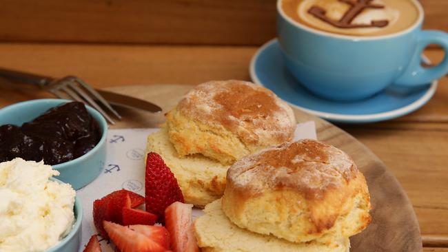 Buttermilk scones with cream, jam and fresh strawberries. Photos Martin Lange.