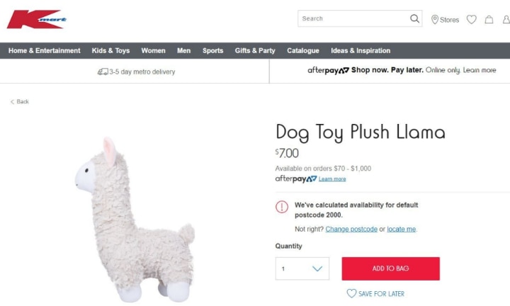 kmart sloth dog toy