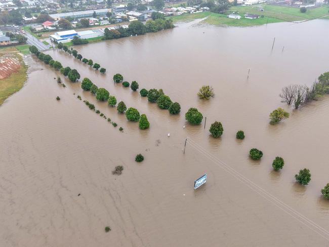 Flooding picture near the town of Wauchope on the Mid North Coast. Picture: Facebook/Ben Jose