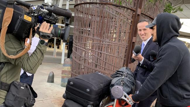 Valentine Holmes arrives home in Sydney in silence. Image: Fatima Kdouh