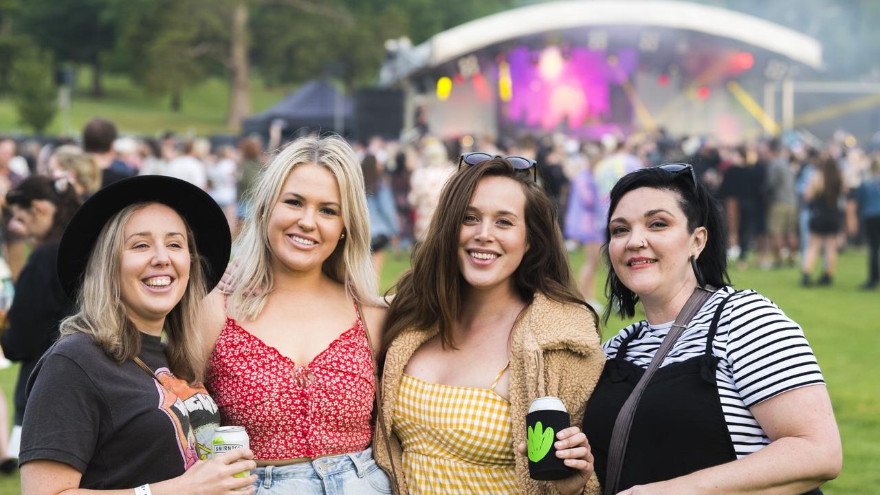 At The Backyard Series in Queens Park are (from left) Tani Englart, Breanna Sicario, Maddison Sicario and Carly Major, Saturday, November 6, 2021. Picture: Kevin Farmer