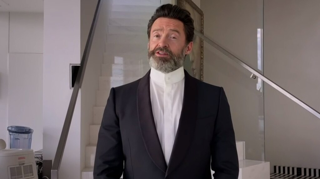 Hugh Jackman appeared via video link and asked King Charles to come and see him perform in London. Picture: Supplied