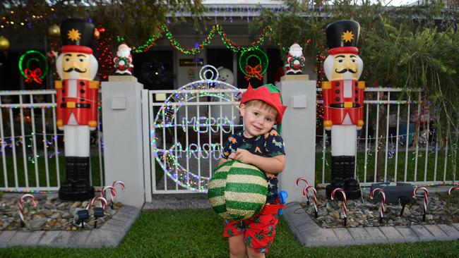 Archie Towers, 2, at his grandfather's, Wayne Fitzmaurice, Shaw home. Picture: Evan Morgan