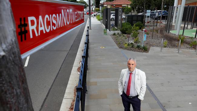 Cr Christou also lobbied against the installation of anti-racism signs. Picture: Toby Zerna