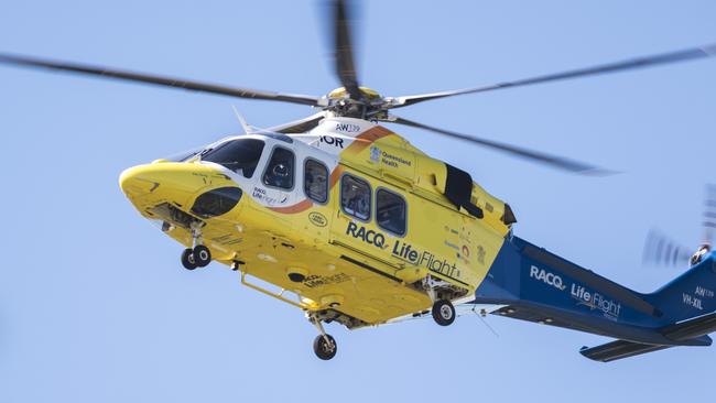 One patient was taken to Gympie Hospital by road, and the other airlifted to Sunshine Coast University Hospital after a serious crash at Imbil late Sunday morning. Picture: Kevin Farmer