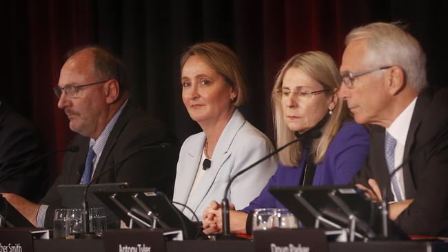 Vanessa Hudson and the Qantas board at the 2024 AGM. Picture: Nikki Davis-Jones