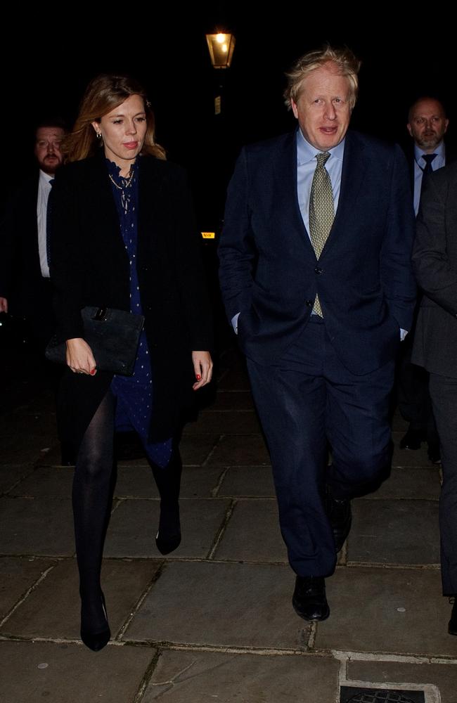 UK Prime Minister Boris Johnson and his girlfriend Carrie Symonds attended an A-list Christmas party held by newspaper tycoon Evgeny Lebedev. Picture: GC Images