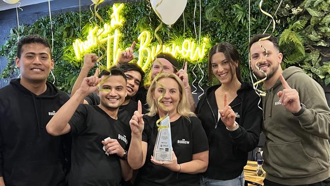 All smiles with Mrs Camilleri and her team at The Burrow in Hills Shire after winning the accolade – but the award winner knows she can’t get complacent.