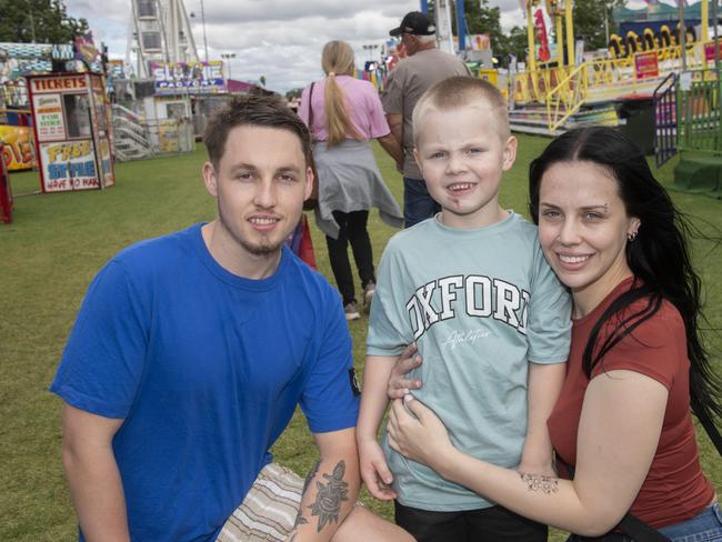 Damian Brereton, Archer Brereton, Emerson Duffield Mildura Show 2024. Picture: Noel Fisher