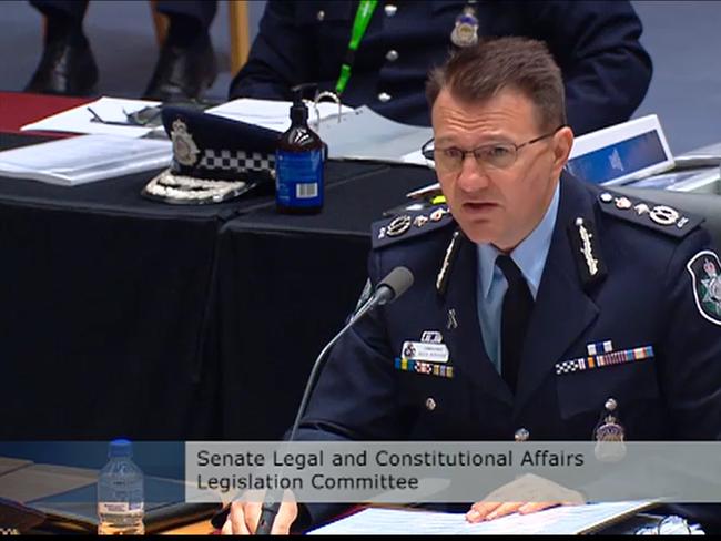 AFP Commissioner Reece Kershaw at Senate Estimates this week.