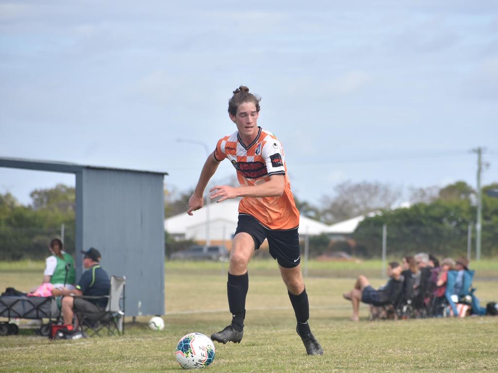Zane Hill in the Whitsundays and Magpies under-15/16s clash at the Mackay football fields, August 21, 2021. Picture: Matthew Forrest