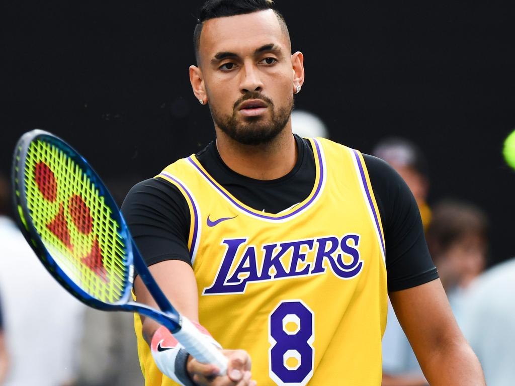 Nick Kyrgios did the whole warm up in the singlet.