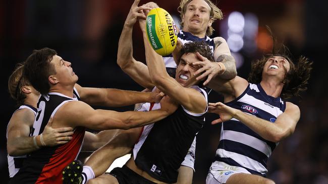 Max King’s contested marking made up for his poor goalkicking last week. Picture: Michael Klein