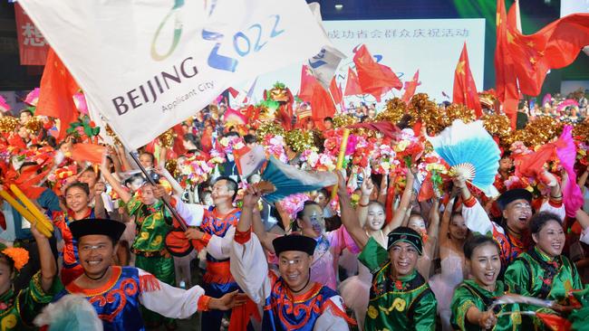 Beijing celebrate being named the host city for the 2022 Winter Olympics. Picture: AFP