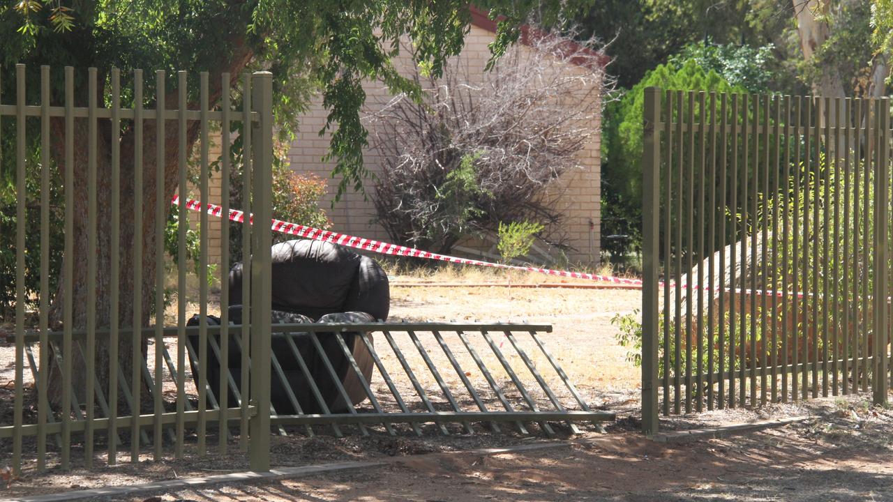 Mahomed St in The Gap, Alice Springs, was taped off by NT Police on Sunday, March 2, 2025. Picture: Gera Kazakov