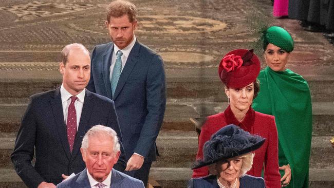 Prince Harry, Duke of Sussex (back), seems to have forgotten his greatest asset is that he is the son and brother of future Kings. Picture: Phil Harris / AFP